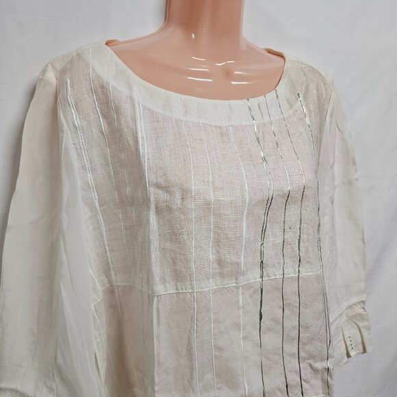 Daniela Dallavalle Elisa Cavaletti DANI Top Blouse Women Size L White Linen - Picture 2 of 16